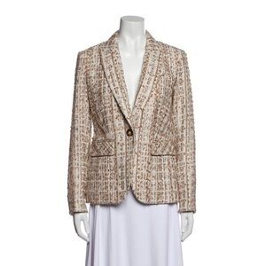 VERONICA BEARD Cutaway Tweed Dickey Jacket Ivory